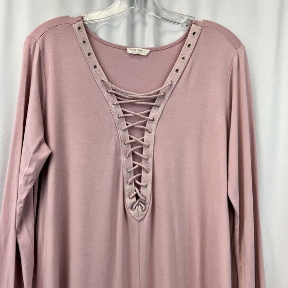 Miss Love Womens Rose Long Sleeve V-Neck Pullover Blouse Top Size Large - Picture 2 of 8